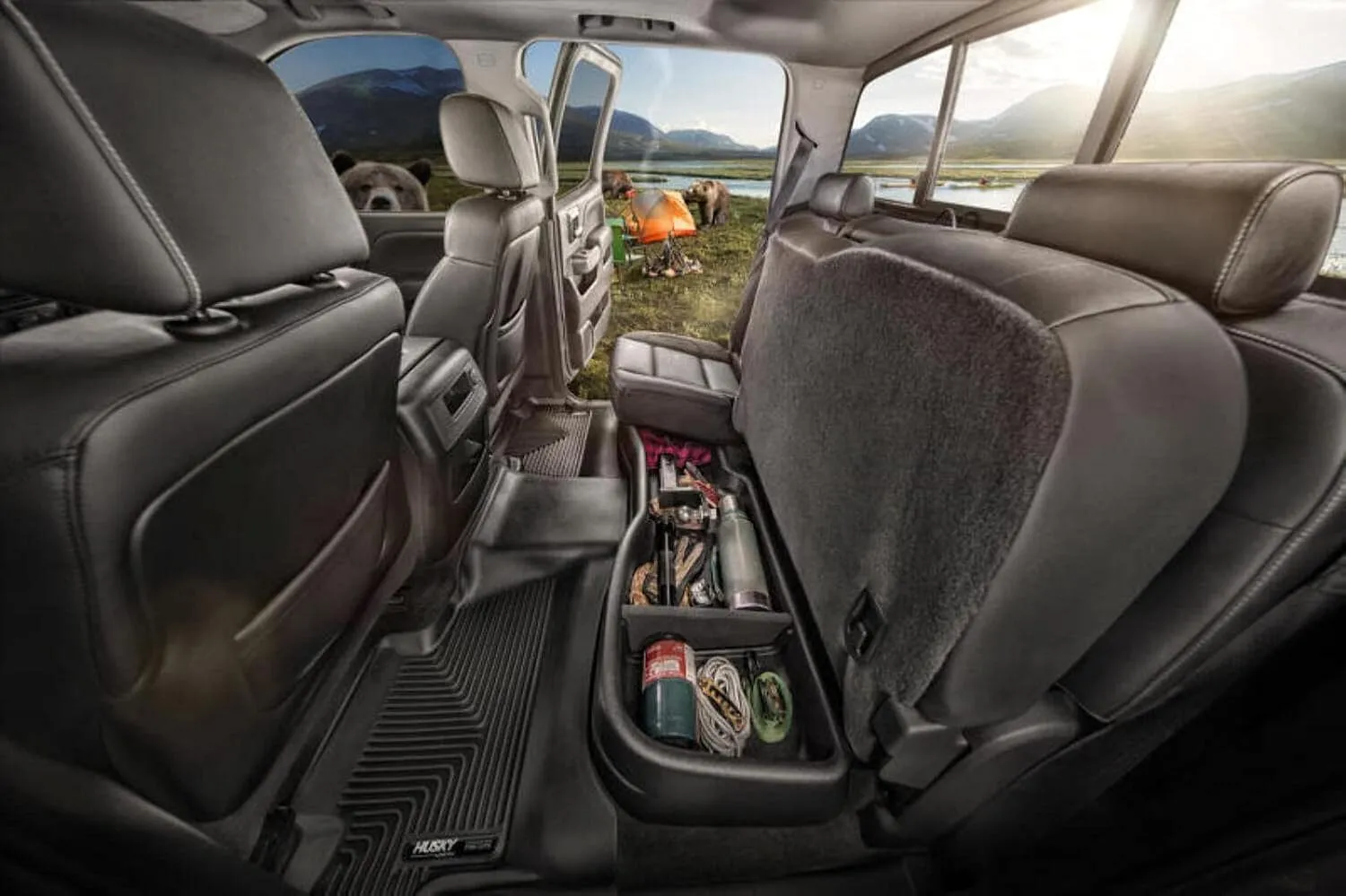 Husky Liners — Under Seat Storage Box | Fits 2014-2018 Chevrolet Silverado/GMC Sierra 1500, 2015-2019 Chevrolet Silverado/GMC Sierra 2500/3500 HD Crew Cab - Black| 09031