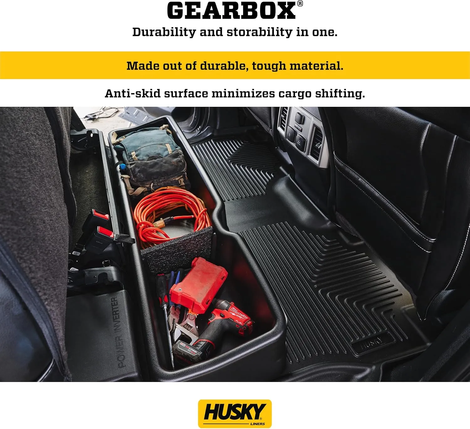 Husky Liners — Under Seat Storage Box | Fits 2014-2018 Chevrolet Silverado/GMC Sierra 1500, 2015-2019 Chevrolet Silverado/GMC Sierra 2500/3500 HD Crew Cab - Black| 09031
