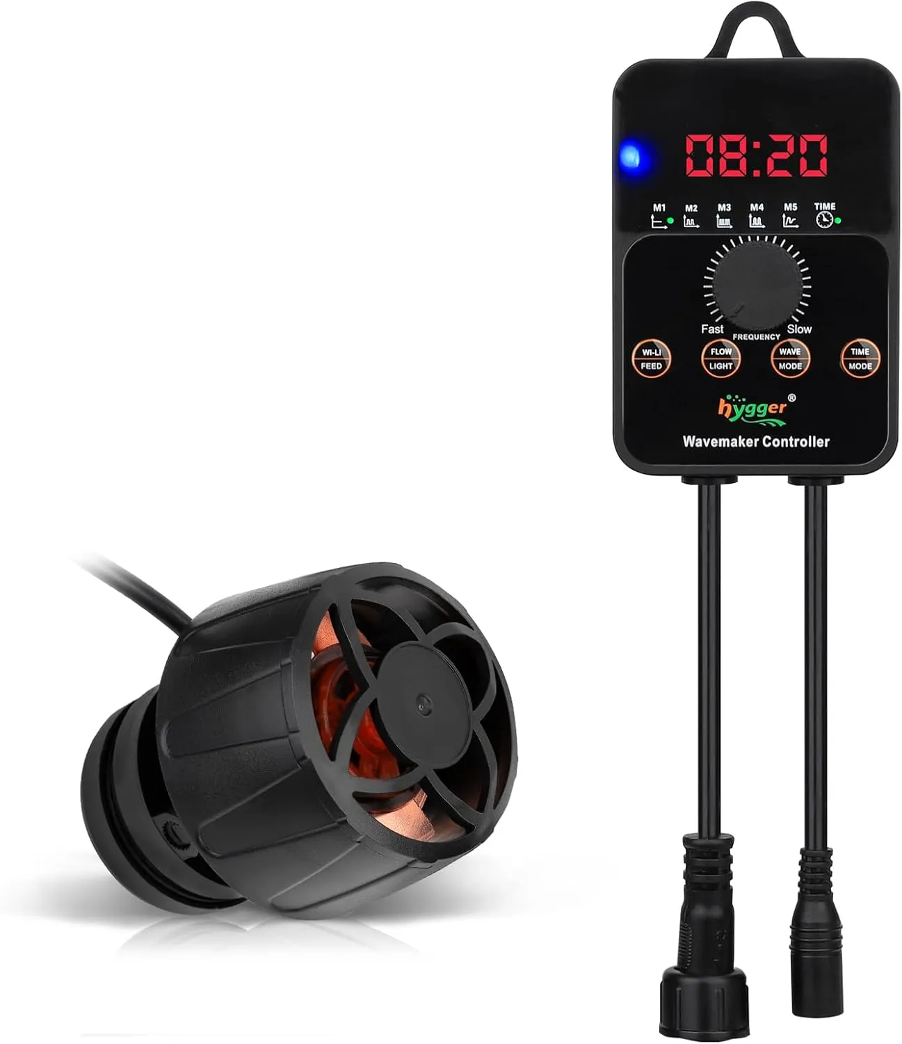 hygger 24/7 Mode Custom Current Aquarium Wave Maker with Controller, 24V DC Quiet Magnetic Powerhead Circulation Pump for 32-150 Gallon Saltwater Freshwater Fish Tanks 2300 GPH