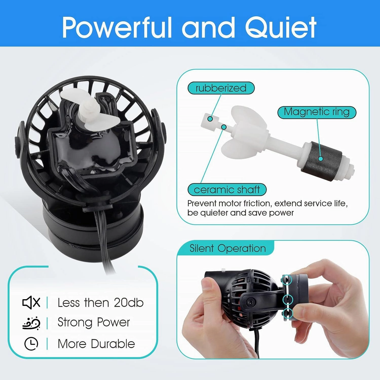 hygger Wave Maker with Controller for Feeding, 1320 GPH Ultra-Silence Aquarium Powerhead with Strong Magnet Suction Base for Freshwater or Saltwater Fish Tank, 360° Rotating Aquarium Wavemaker
