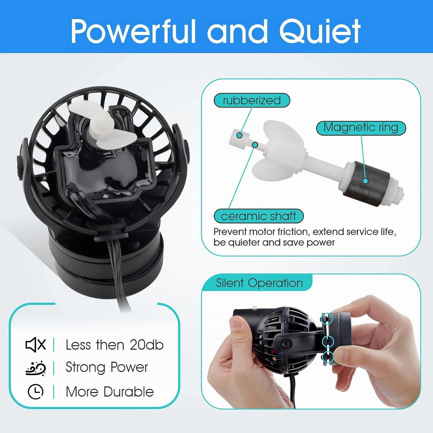 hygger Wave Maker with Controller for Feeding, 1320 GPH Ultra-Silence Aquarium Powerhead with Strong Magnet Suction Base for Freshwater or Saltwater Fish Tank, 360° Rotating Aquarium Wavemaker