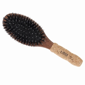 Ibiza Hair Oval Boar Flat Brush (OC Series) | Reinforced Boar & Nylon Bristles with Cork Handle | Creates Shiny Looks | Ideal for Short to Long Styles | Use Before or After Blowouts | Heat Resistant