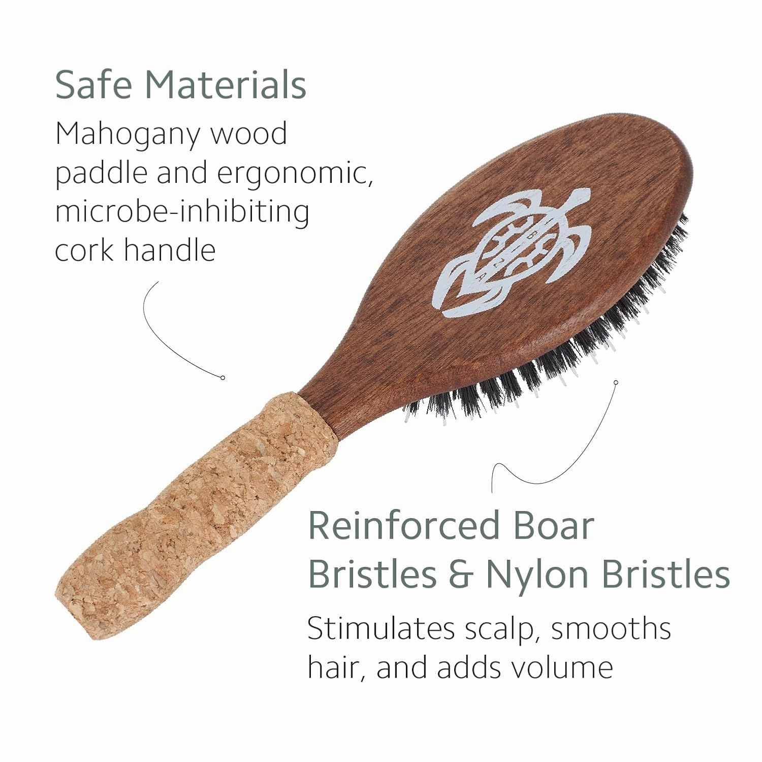 Ibiza Hair Oval Boar Flat Brush (OC Series) | Reinforced Boar & Nylon Bristles with Cork Handle | Creates Shiny Looks | Ideal for Short to Long Styles | Use Before or After Blowouts | Heat Resistant