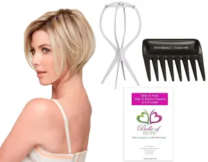 Ignite Lace Front HD Wig by Jon Renau 4PC Bundle with Plastic Wig Stand, Wide Tooth Comb and 19 Belle of Hope Page Q and A Guide (12FS12)