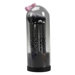 Impressions Vanity Hello Kitty The Favorites 6 PCs Makeup Brush Set, Super Soft Brushes for Foundation, Face Powder, Blending, Eye Shadow, and Liner with Hello Kitty Bow Attached Bell Jar (Black)