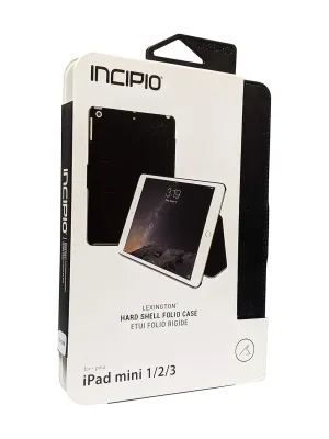 Incipio Lexington Folio Hard Shell Leather Case for iPad Mini 1st/2nd/3rd Generation - Retail Packaging - Black