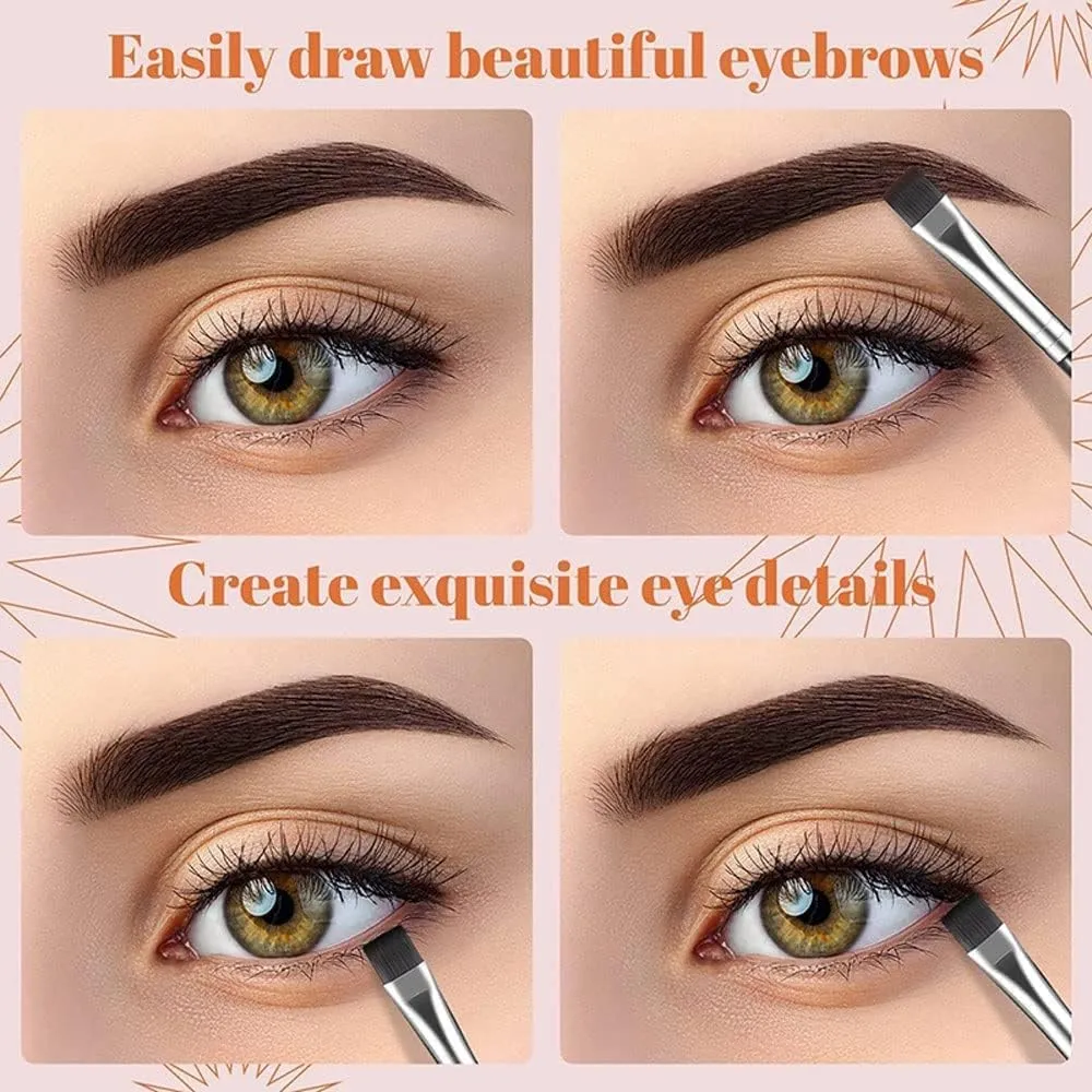 IOCCIOBB Fine Angled Brow Contour Brush Thin Eyebrow Brush Portable Women Eyebrow Liner Cream Cosmetic Makeup Tools (Size : 1pcs-S-Oblique-Head-Black)