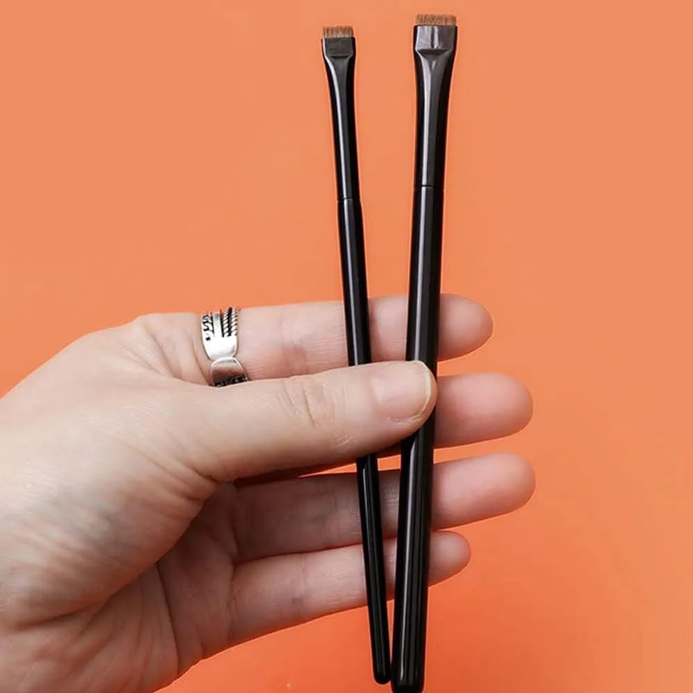 IOCCIOBB Fine Angled Brow Contour Brush Thin Eyebrow Brush Portable Women Eyebrow Liner Cream Cosmetic Makeup Tools (Size : 1pcs-S-Oblique-Head-Black)