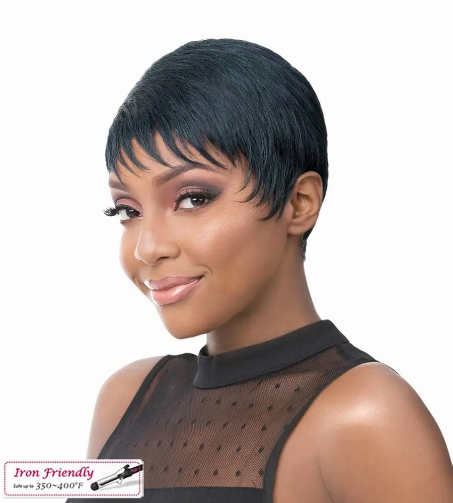 it's a Wig! - Full Wig Short Pixie Hair Cut Style with Heat Resistant Synthetic Wig - SIMONE (FM1B/30 - FULL MIX OFF BLACK   LIGHT AUBURN)