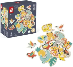 Janod - 24-Piece Magnetic Set Tropical - Wooden Toddler Toy - Magnetic Toy - Motor Skills and Fantasy - FSC Certified - From 2 Years, J08274