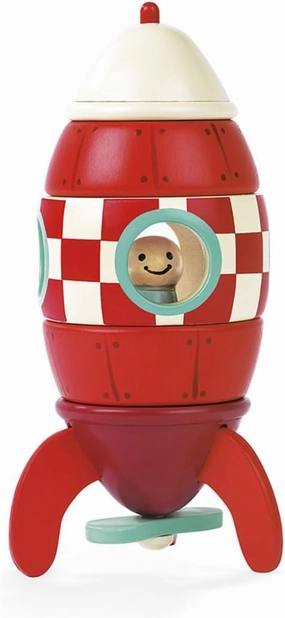 Janod Small Wood Magnetic Rocket Kit – 2 in 1 Game - Ages 2-6 - J05207