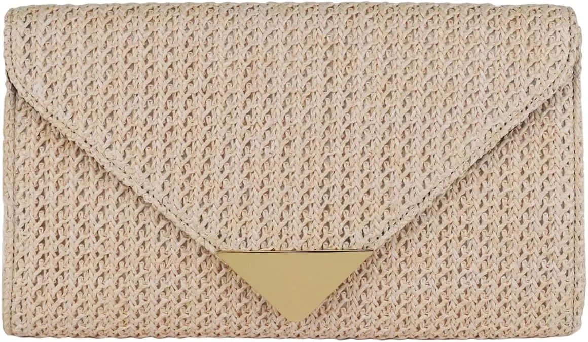 JNB Natural Straw Clutch