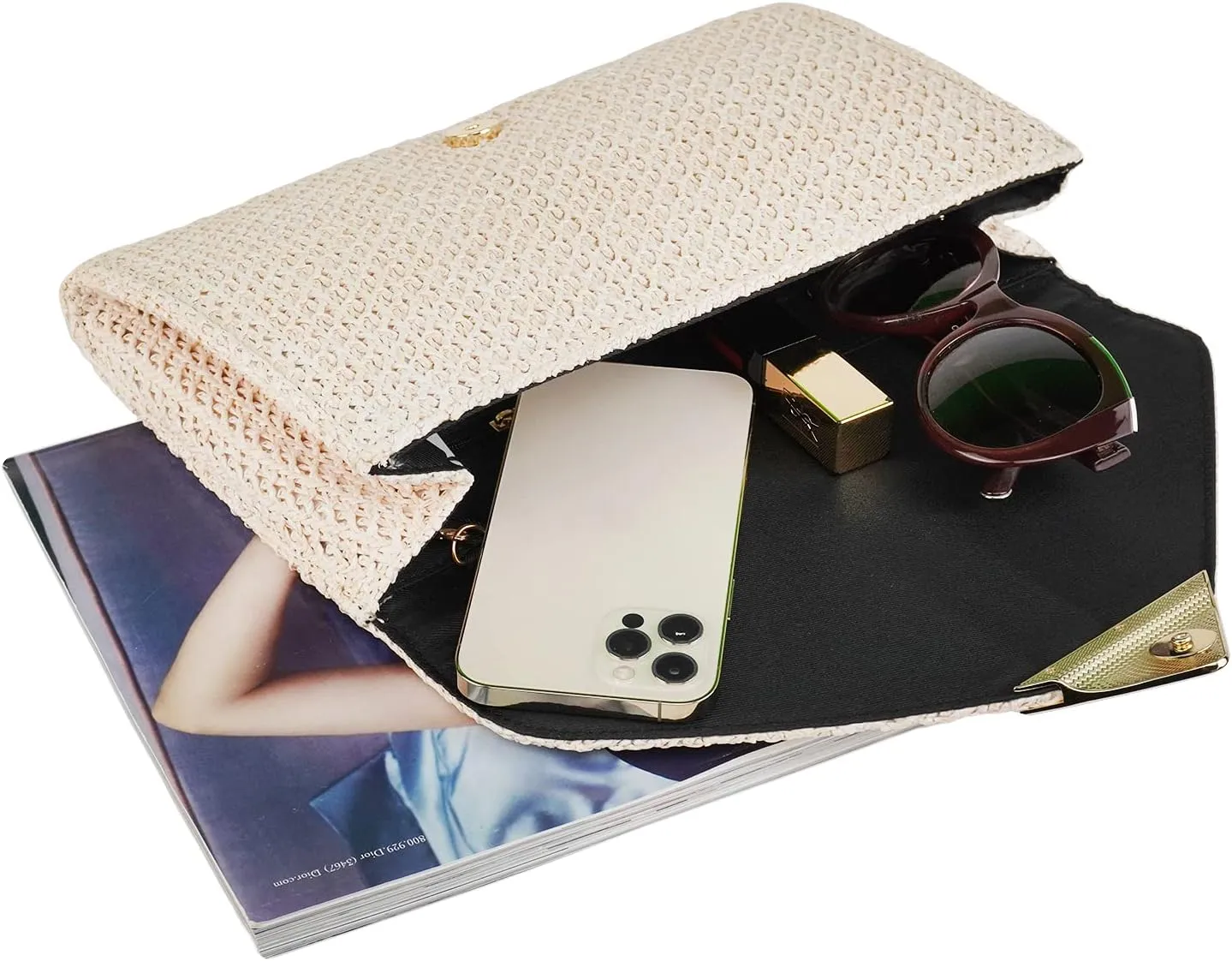 JNB Natural Straw Clutch