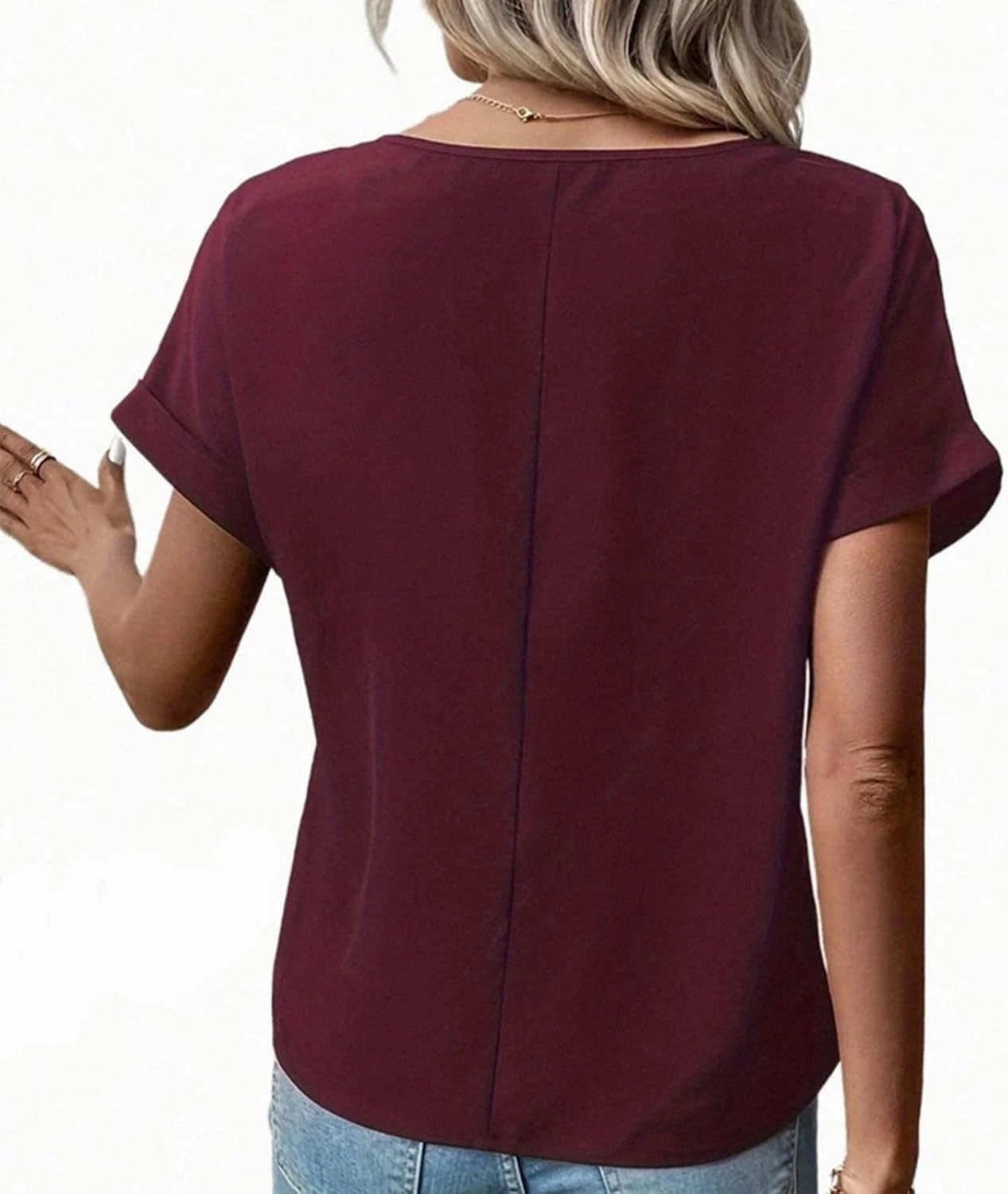 JOAU Women's Zip Front Crew Neck Shirts Dressy Casual Loose Rolled Short Sleeve Blouse Lightweight Elegant Work Tunic Top