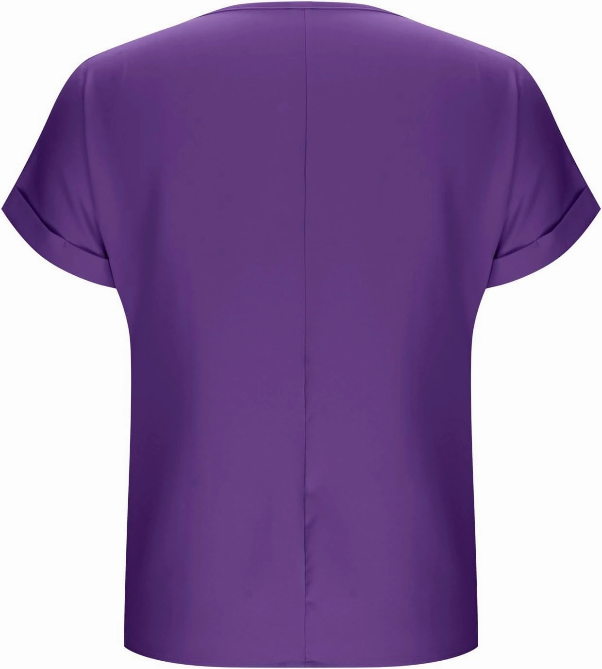 JOAU Women's Zip Front Crew Neck Shirts Dressy Casual Loose Rolled Short Sleeve Blouse Lightweight Elegant Work Tunic Top