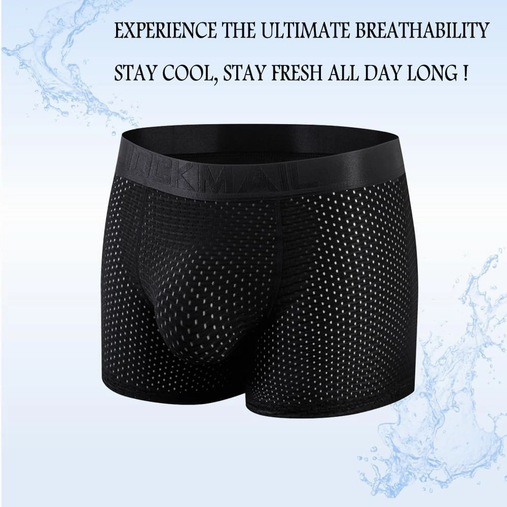 JOCKMAIL Men's Butt Padded Underwear Breathable Mesh Enhancing Boxer Brief with Hip Removable Pad 2 Pack