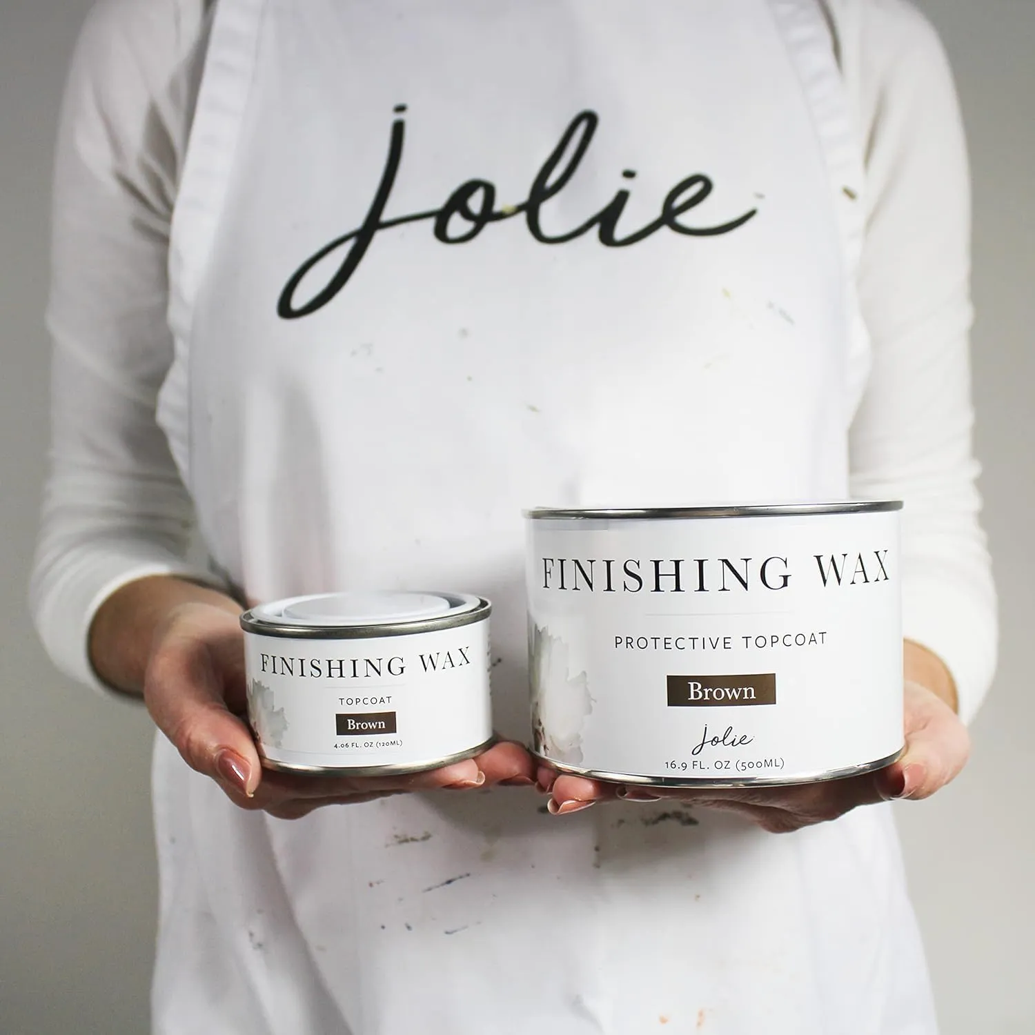 Jolie Finishing Wax - Protective topcoat Paint - Use on interior furniture, cabinets, walls, home decor and accessories - Odor-Free, Non-Hazardous - Brown - 120 ml