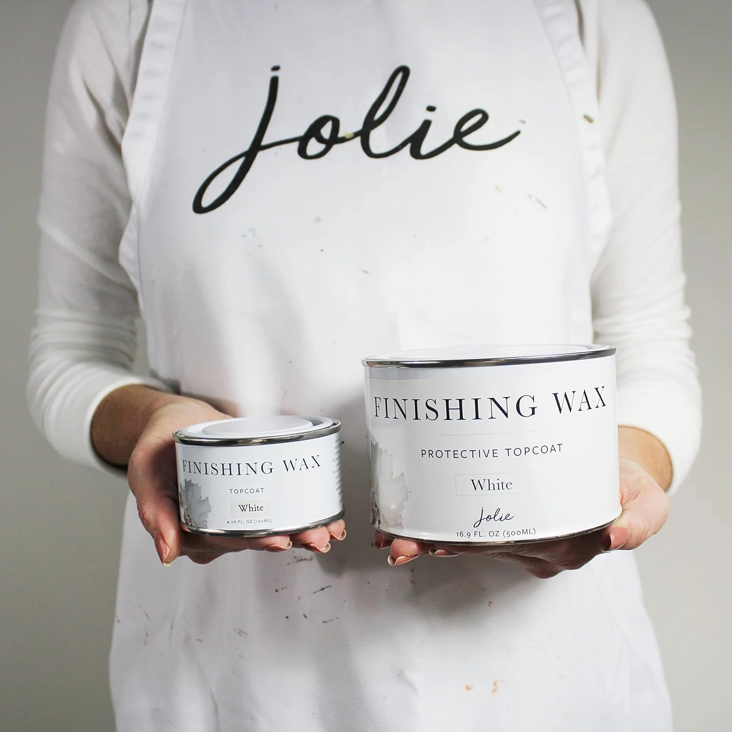 Jolie Finishing Wax - Protective topcoat Paint - Use on interior furniture, cabinets, walls, home decor and accessories - Odor-Free, Non-Hazardous - White - 120 ml
