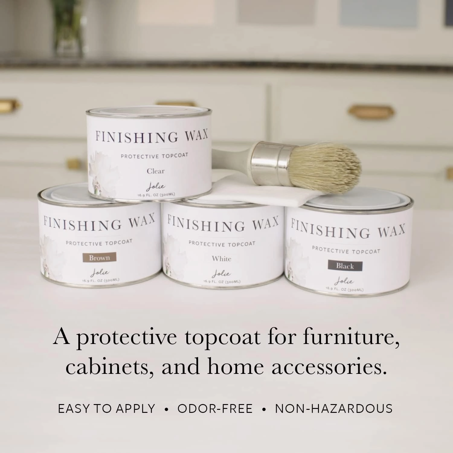 Jolie Finishing Wax - Protective topcoat Paint - Use on interior furniture, cabinets, walls, home decor and accessories - Odor-Free, Non-Hazardous - White - 120 ml