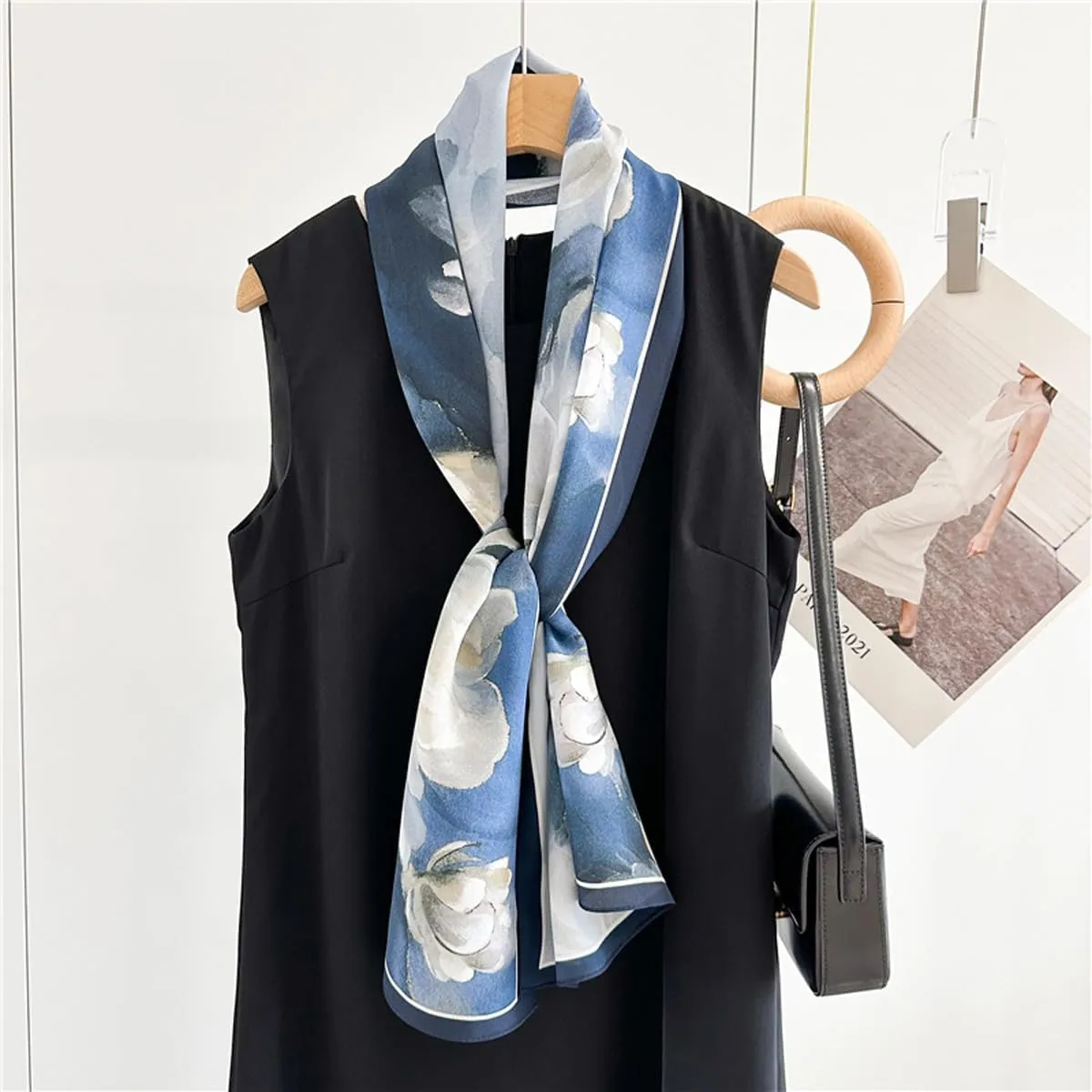 K-Elewon 100% Pure Mulberry Silk Long Scarf Headscarf Fashion Scarves Natural Silk Shawls for Women H18