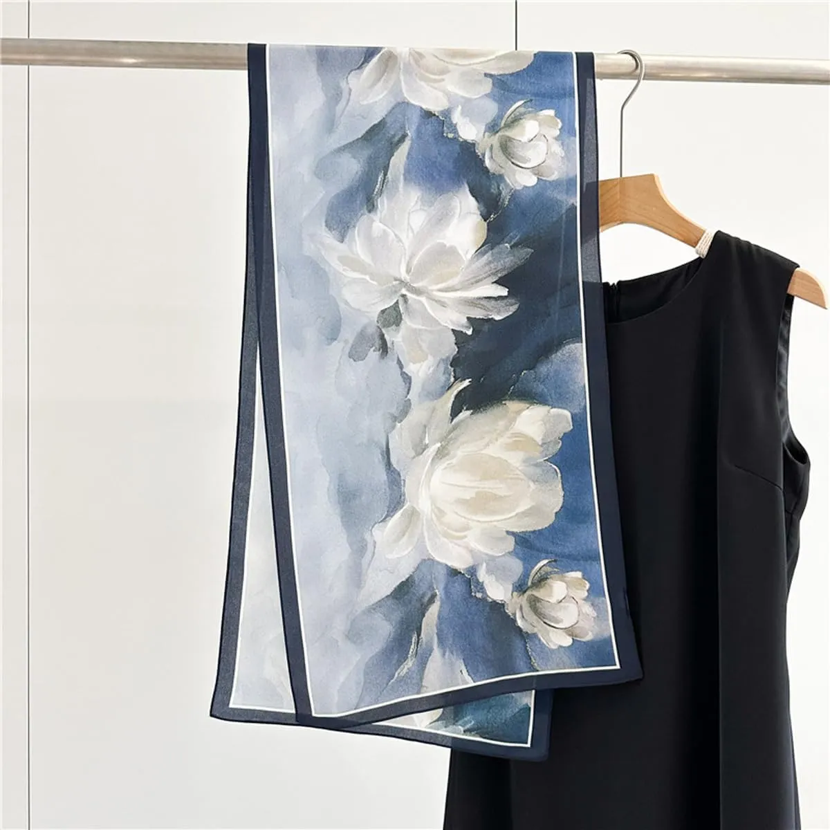 K-Elewon 100% Pure Mulberry Silk Long Scarf Headscarf Fashion Scarves Natural Silk Shawls for Women H18