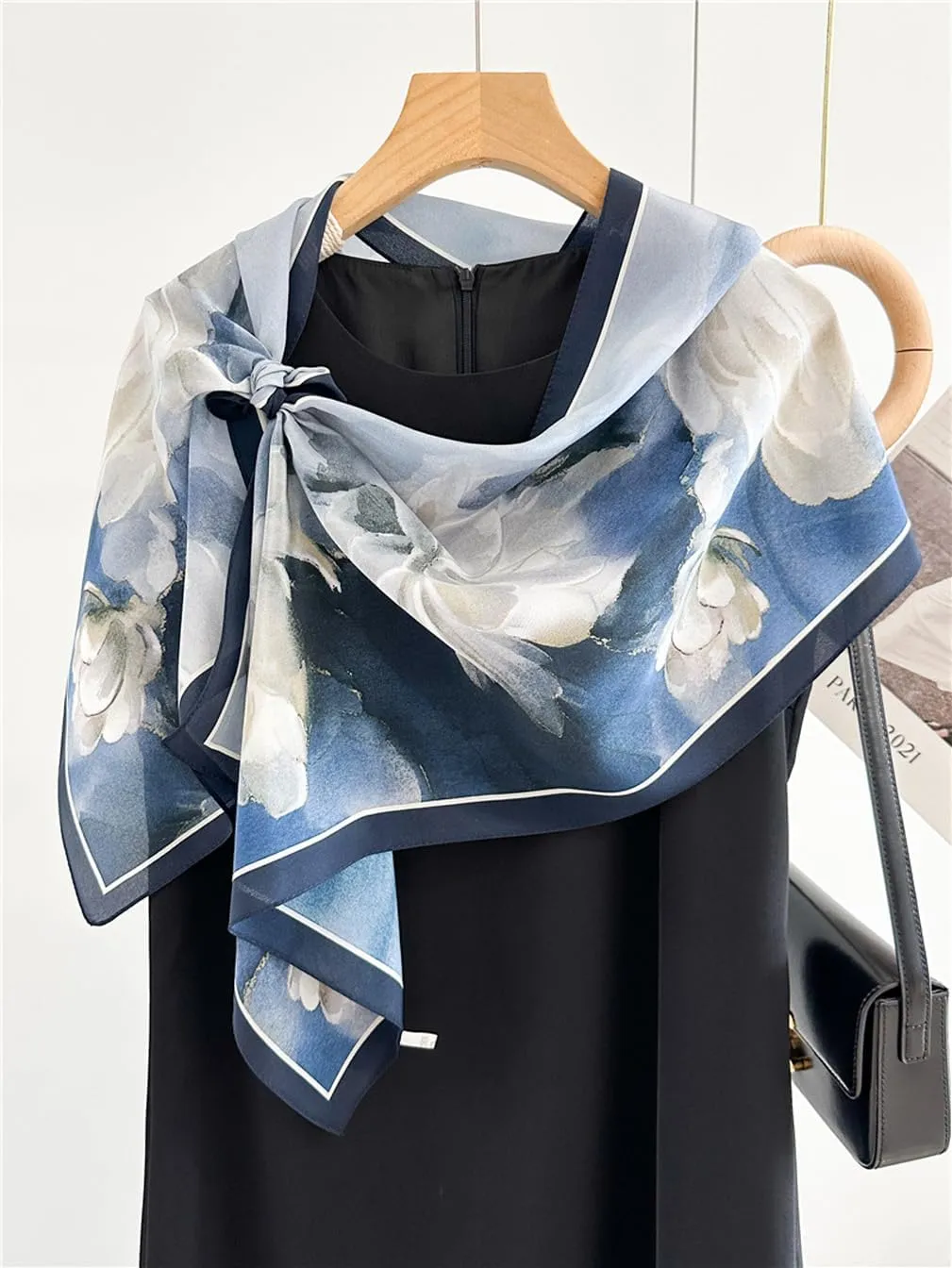 K-Elewon 100% Pure Mulberry Silk Long Scarf Headscarf Fashion Scarves Natural Silk Shawls for Women H18