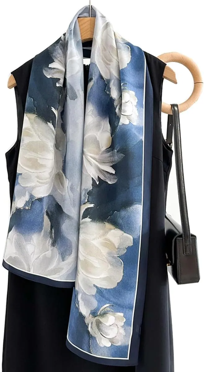 K-Elewon 100% Pure Mulberry Silk Long Scarf Headscarf Fashion Scarves Natural Silk Shawls for Women H18