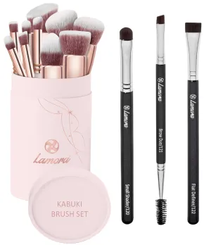 Kabuki Makeup Brush Set with Eyebrow Brush Set