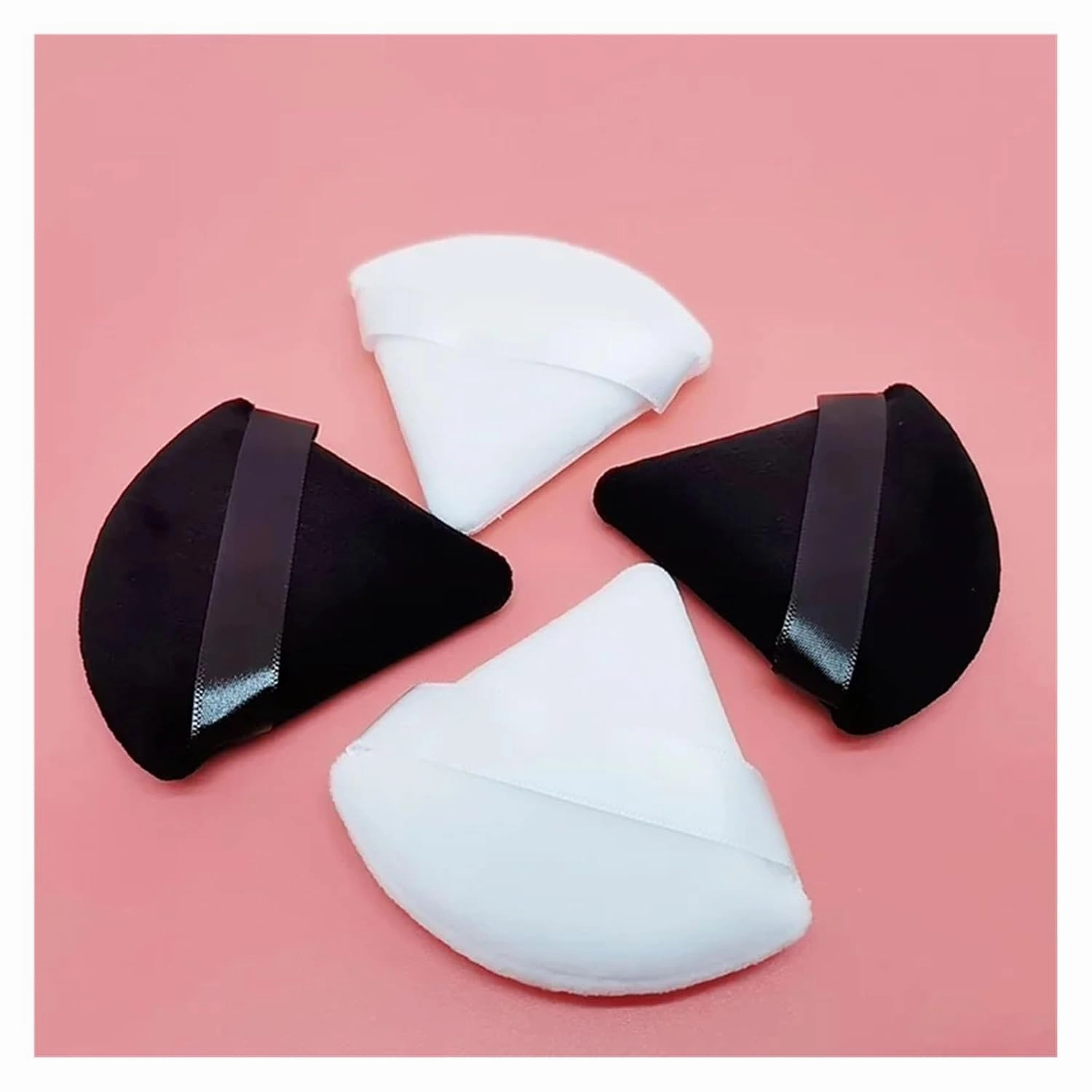 Karsyngirl 2/4/6/10Pcs Mini Triangle Powder Puff Face Makeup Sponge Cosmetics Soft Cotton Face Washable Velvet Makeup Puff Tools(10pcs brown)
