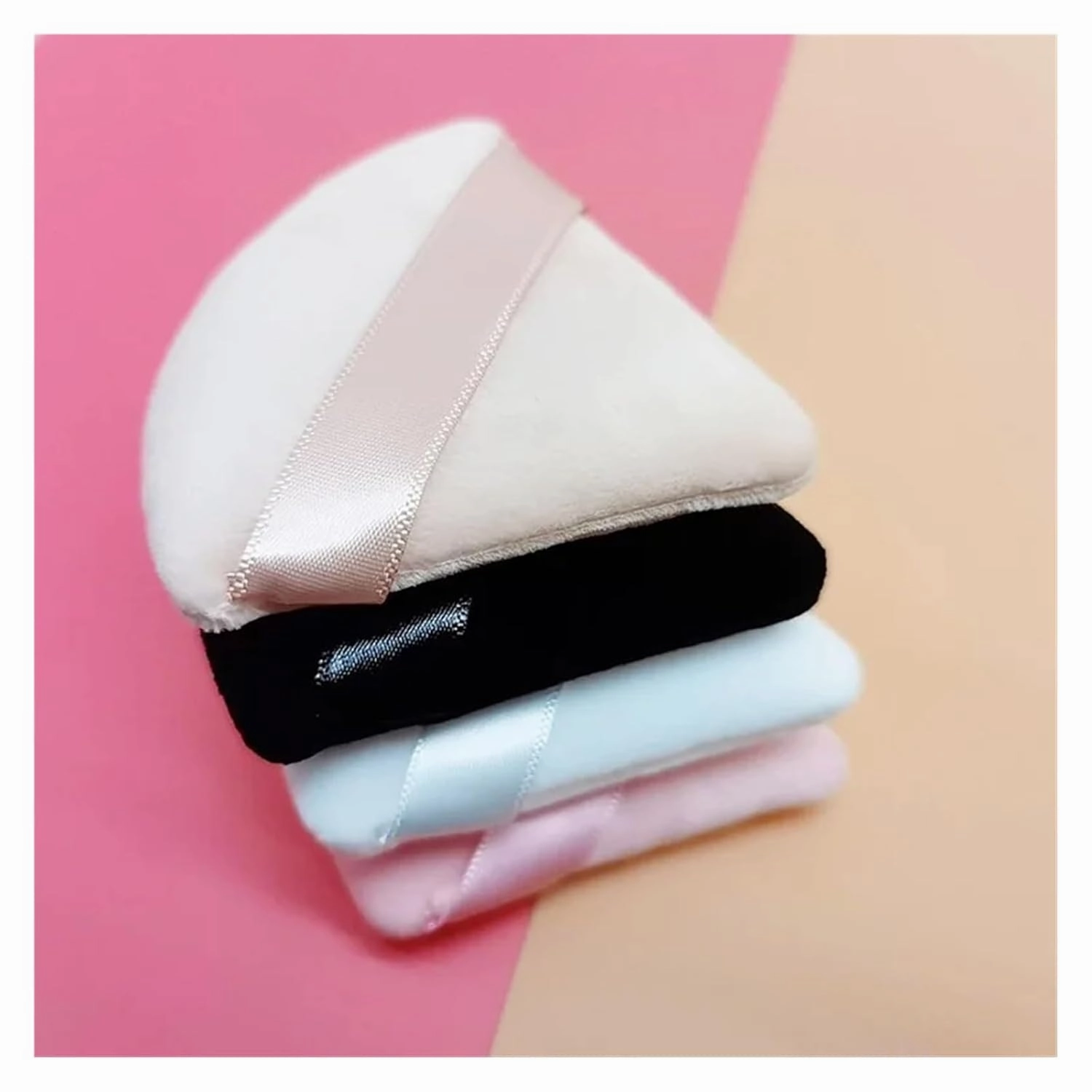 Karsyngirl 2/4/6/10Pcs Mini Triangle Powder Puff Face Makeup Sponge Cosmetics Soft Cotton Face Washable Velvet Makeup Puff Tools(10pcs brown)
