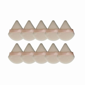 Karsyngirl 2/4/6/10Pcs Mini Triangle Powder Puff Face Makeup Sponge Cosmetics Soft Cotton Face Washable Velvet Makeup Puff Tools(10pcs brown)