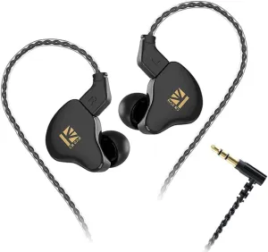 KBEAR KS1 Wired Earbuds, Earphones in Ear Monitor Super Bass, Crystal Clear Sound IEM Headphones, High Resolution Noise Canceling Ear Monitors Headphone for Singers (Black, No Mic)