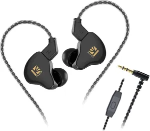 KBEAR KS1 Wired Earbuds, Earphones in Ear Monitor Super Bass, Crystal Clear Sound IEM Headphones, High Resolution Noise Canceling Ear Monitors Headphone for Singers (Black, with Mic)