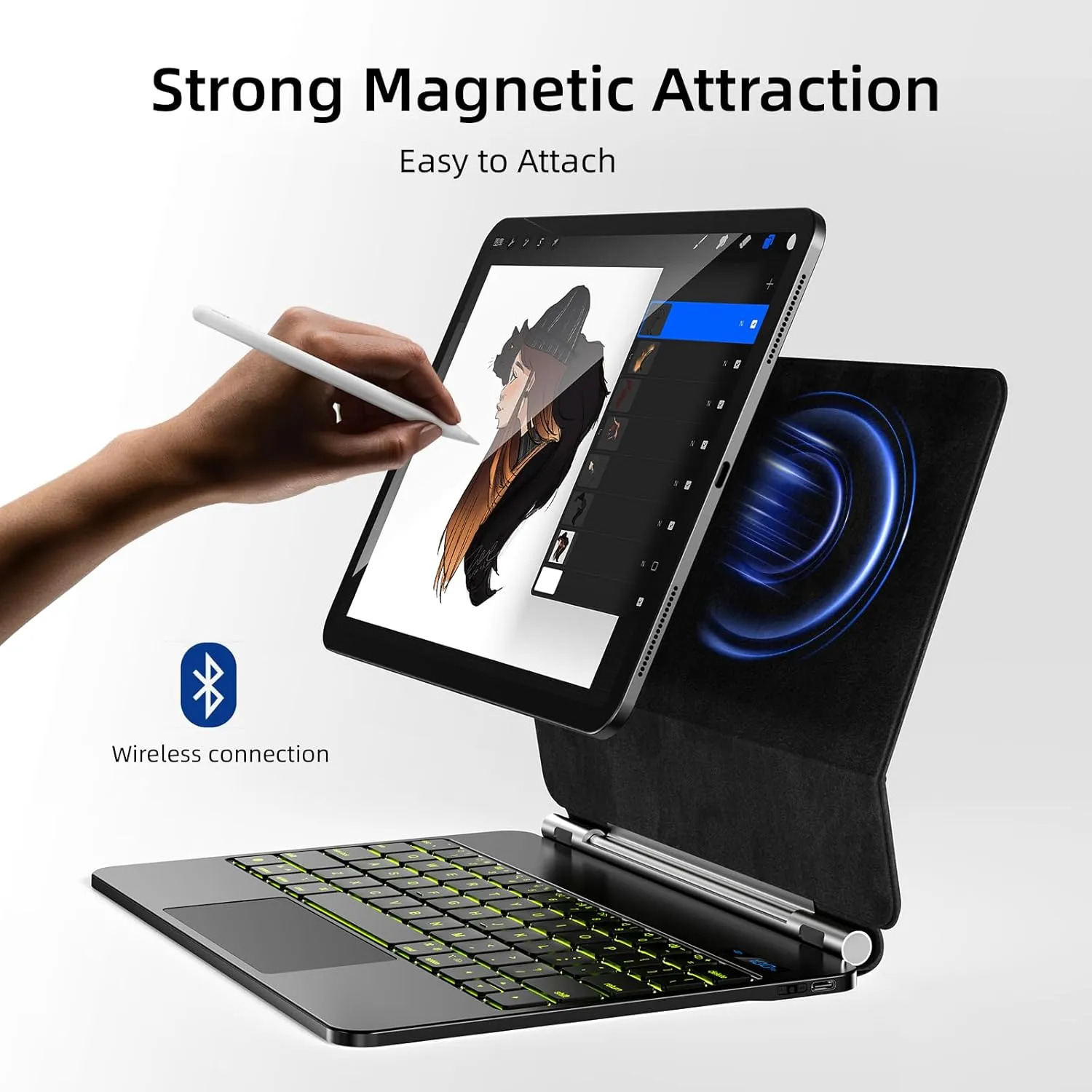 Keyboard Case for iPad Air 11 inch (M3 2025&M2 2024),iPad Air 5th/4th Gen & iPad Pro 11 inch(4th/3rd/2nd/1st Gen) case with keyboard,Magnetic Attach,Multi-Gesture Trackpad,Backlit,Shortcut Keys,Black