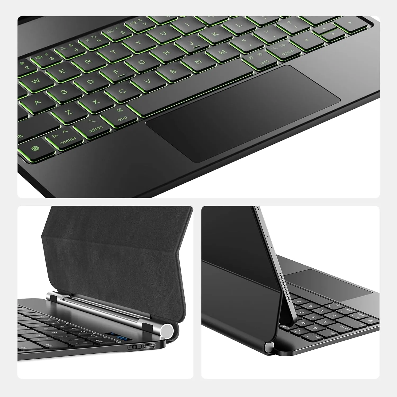 Keyboard Case for iPad Air 11 inch (M3 2025&M2 2024),iPad Air 5th/4th Gen & iPad Pro 11 inch(4th/3rd/2nd/1st Gen) case with keyboard,Magnetic Attach,Multi-Gesture Trackpad,Backlit,Shortcut Keys,Black