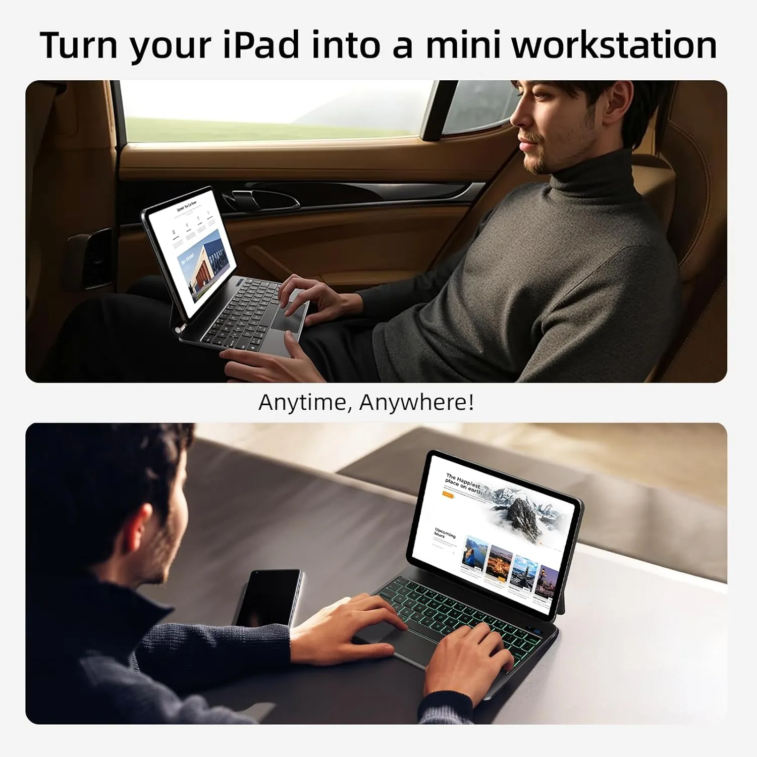 Keyboard Case for iPad Air 11 inch (M3 2025&M2 2024),iPad Air 5th/4th Gen & iPad Pro 11 inch(4th/3rd/2nd/1st Gen) case with keyboard,Magnetic Attach,Multi-Gesture Trackpad,Backlit,Shortcut Keys,Black