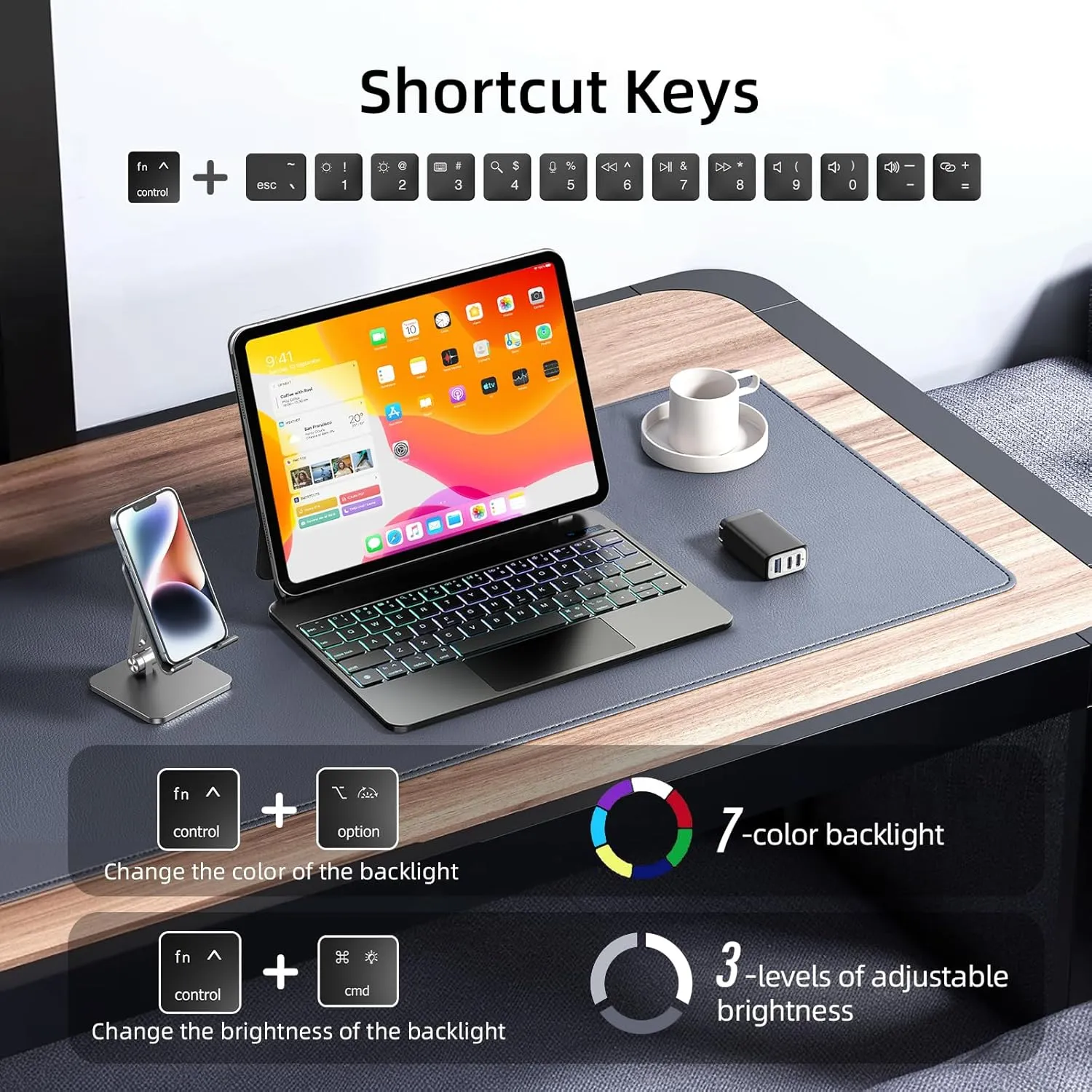 Keyboard Case for iPad Air 11 inch (M3 2025&M2 2024),iPad Air 5th/4th Gen & iPad Pro 11 inch(4th/3rd/2nd/1st Gen) case with keyboard,Magnetic Attach,Multi-Gesture Trackpad,Backlit,Shortcut Keys,Black