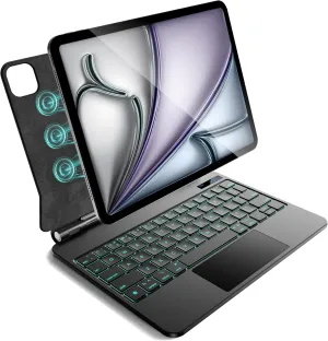 Keyboard Case for iPad Air 11 inch (M3 2025&M2 2024),iPad Air 5th/4th Gen & iPad Pro 11 inch(4th/3rd/2nd/1st Gen) case with keyboard,Magnetic Attach,Multi-Gesture Trackpad,Backlit,Shortcut Keys,Black