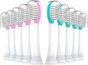 Kids Replacement Toothbrush Heads 10 Pack for Philips Sonicare Electric Toothbrush Soft Brush Head for Child 7  for Boy Girl,5pink 5blue