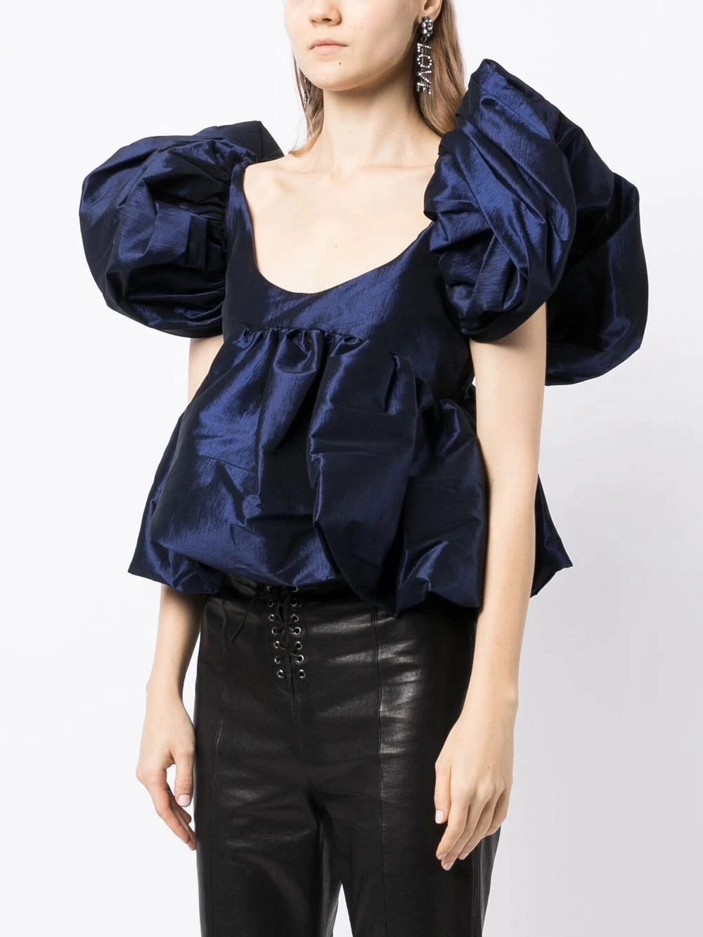 Kika Vargas Chiara puff-sleeve silk top