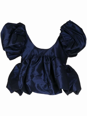 Kika Vargas Chiara puff-sleeve silk top