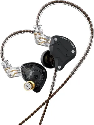 Kinboofi KZ ZS10 Pro IEM Headphone, in Ear Monitor Headphone, 4BA 1DD KZ Wired Earphone Multi Driver in Ear Earphone,IEM Earphone on Stage Monitor for Singer Guitarist Drummer (Matte Black No Mic)
