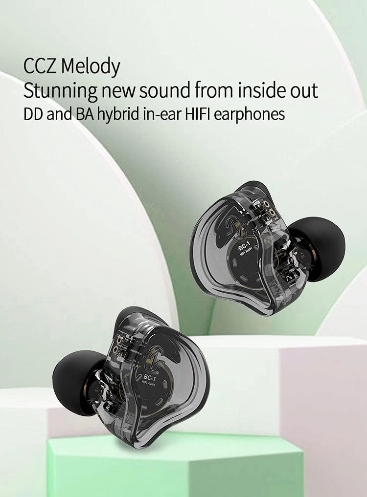 Kinboofi CCZ Melody in Ear Monitor, Dynamic Hybrid Dual Driver in Ear Earphones 1BA 1DD HiFi Wired Headphones Musicians IEM Upgrade Deep Bass Suitable for Bass Vocals Pop Folk ACG (Green, No MIC)……