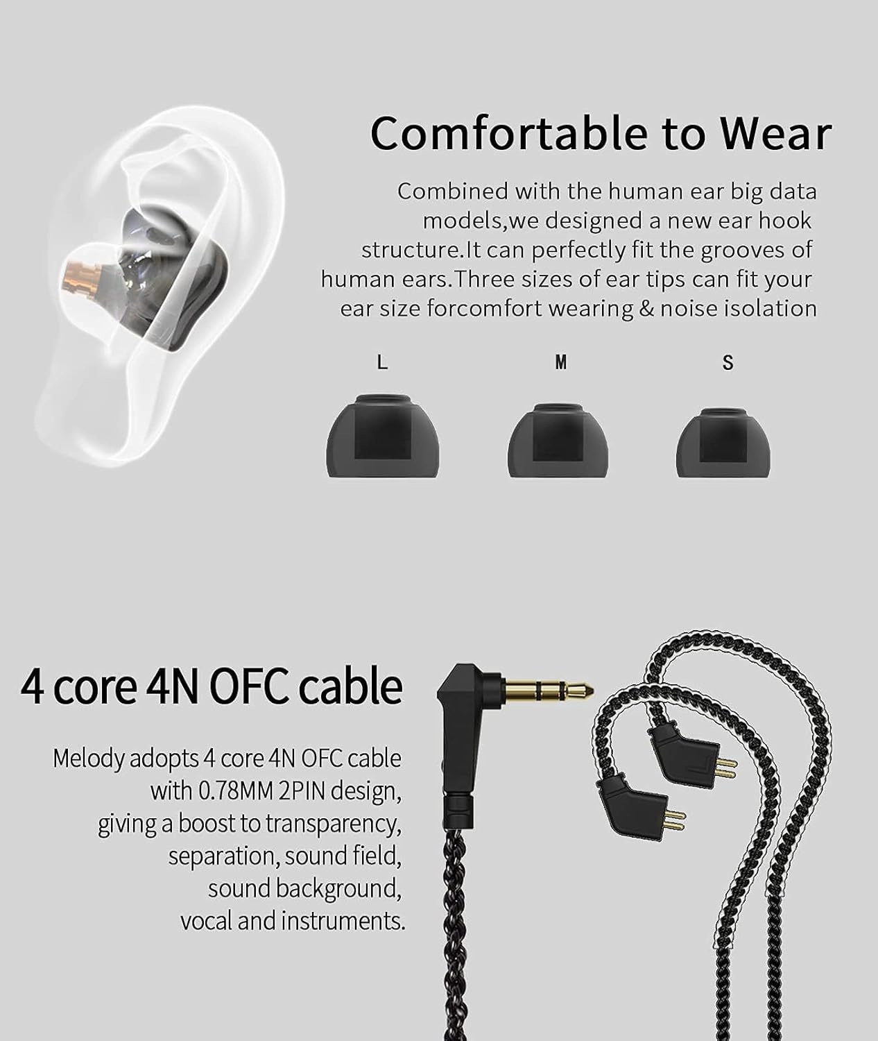 Kinboofi CCZ Melody in Ear Monitors, Dynamic Hybrid Dual Driver in Ear Headphones 1BA 1DD HiFi Wired Headphones Musicians IEM Upgrade Deep Bass Suitable for Audiophile Musician(No MIC, Black)…