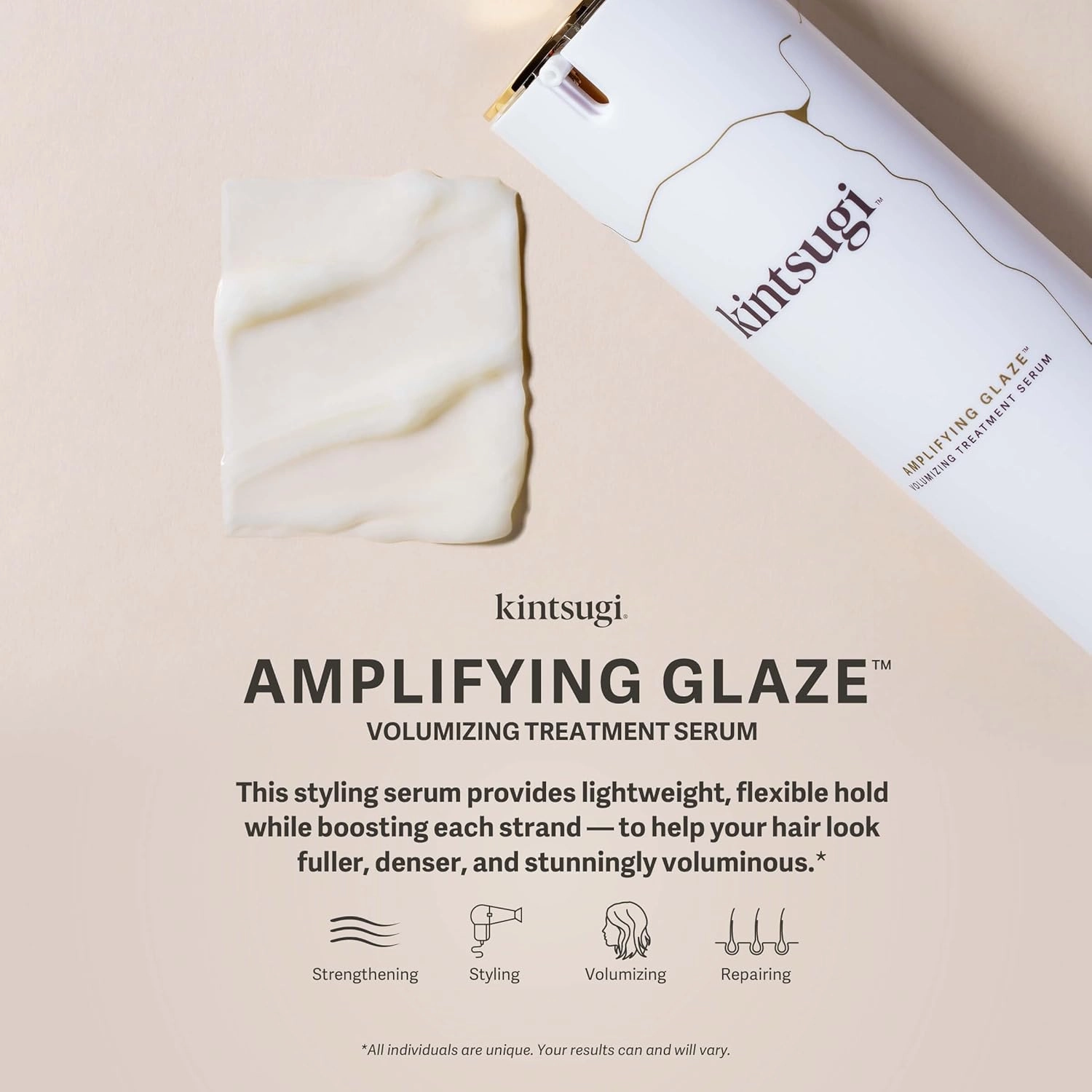 Kintsugi Amplifying Glaze Volumizing Treatment Serum- Hair Styling Product for Volumizing and Nourishing- Moisturize & Shine Strands w/Keratin- Helps w/Look of Aging Hair- Lightweight, Salon Fresh
