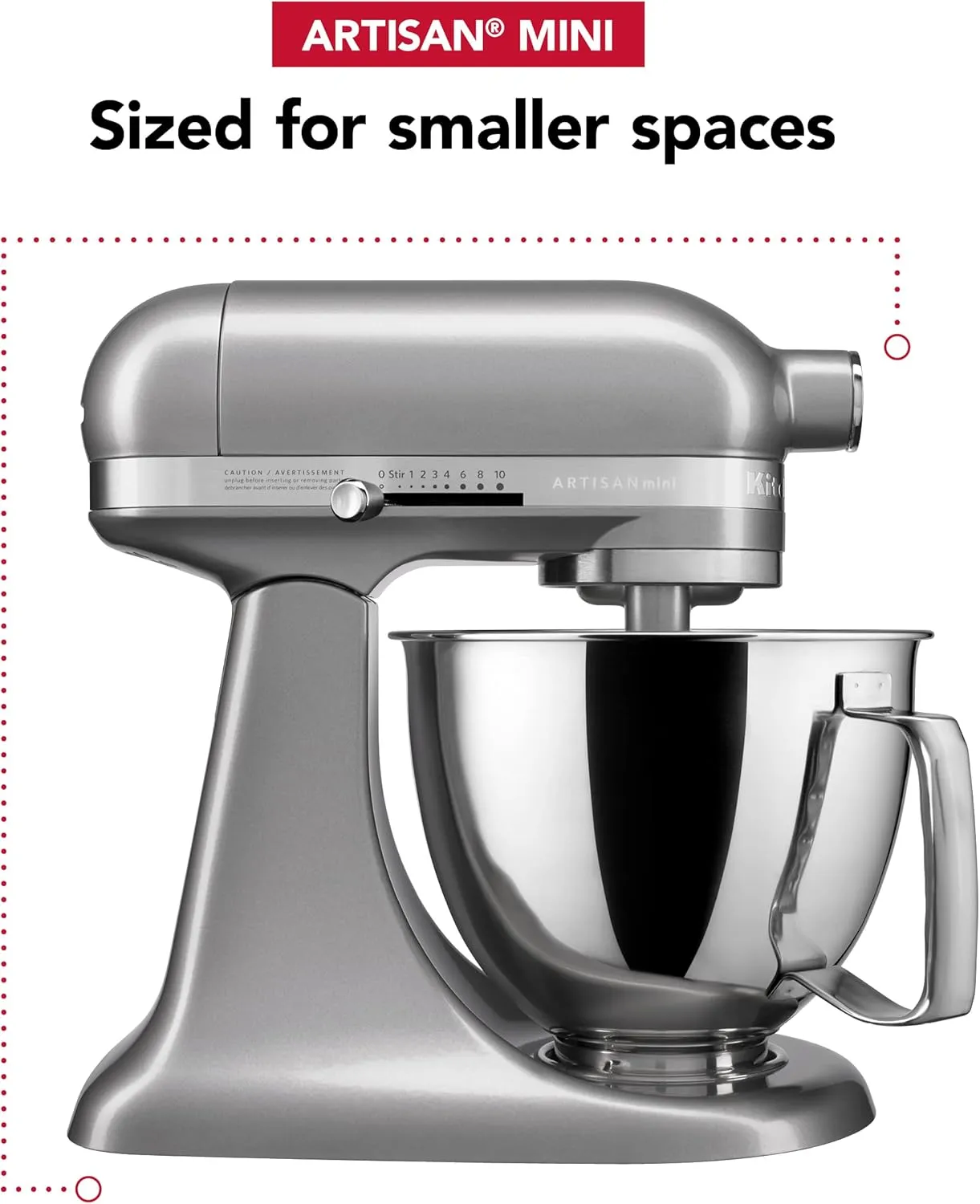 KitchenAid Artisan Mini 3.5 Quart Tilt-Head Stand Mixer - KSM3316X - Contour Silver