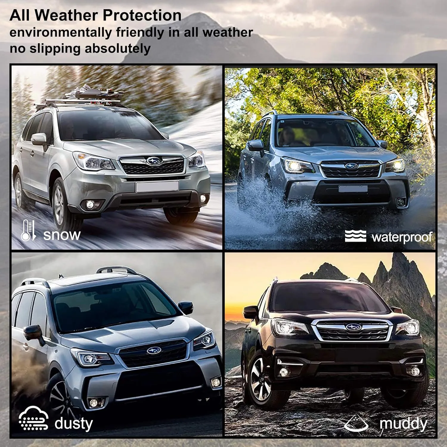 KIWI MASTER Floor Mats for 2019-2024 Subaru Forester Replace OEM J501SSJ030 All Weather Mat Front & 2nd 2 Row Seat TPE Slush Liners Black