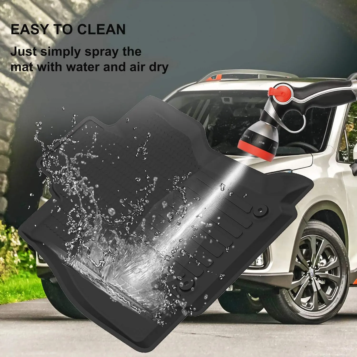 KIWI MASTER Floor Mats for 2019-2024 Subaru Forester Replace OEM J501SSJ030 All Weather Mat Front & 2nd 2 Row Seat TPE Slush Liners Black
