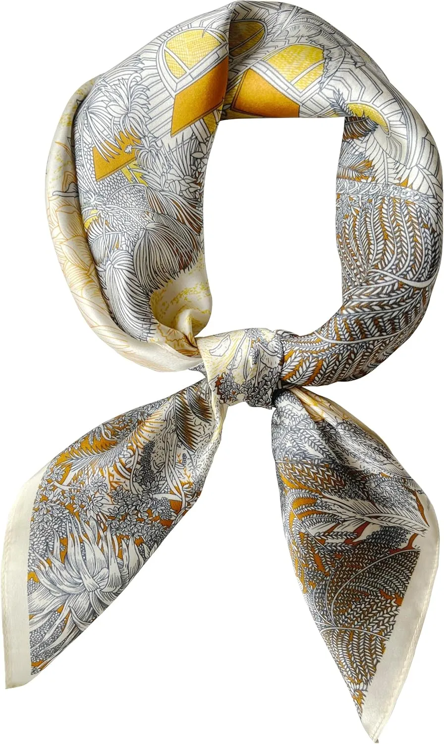 Konblimc 100% Pure Mulberry Silk Scarfs Neck Scarf for Women Medium Square Scarf Neckerchief Girl Silk Hair Scarf 27" x 27"