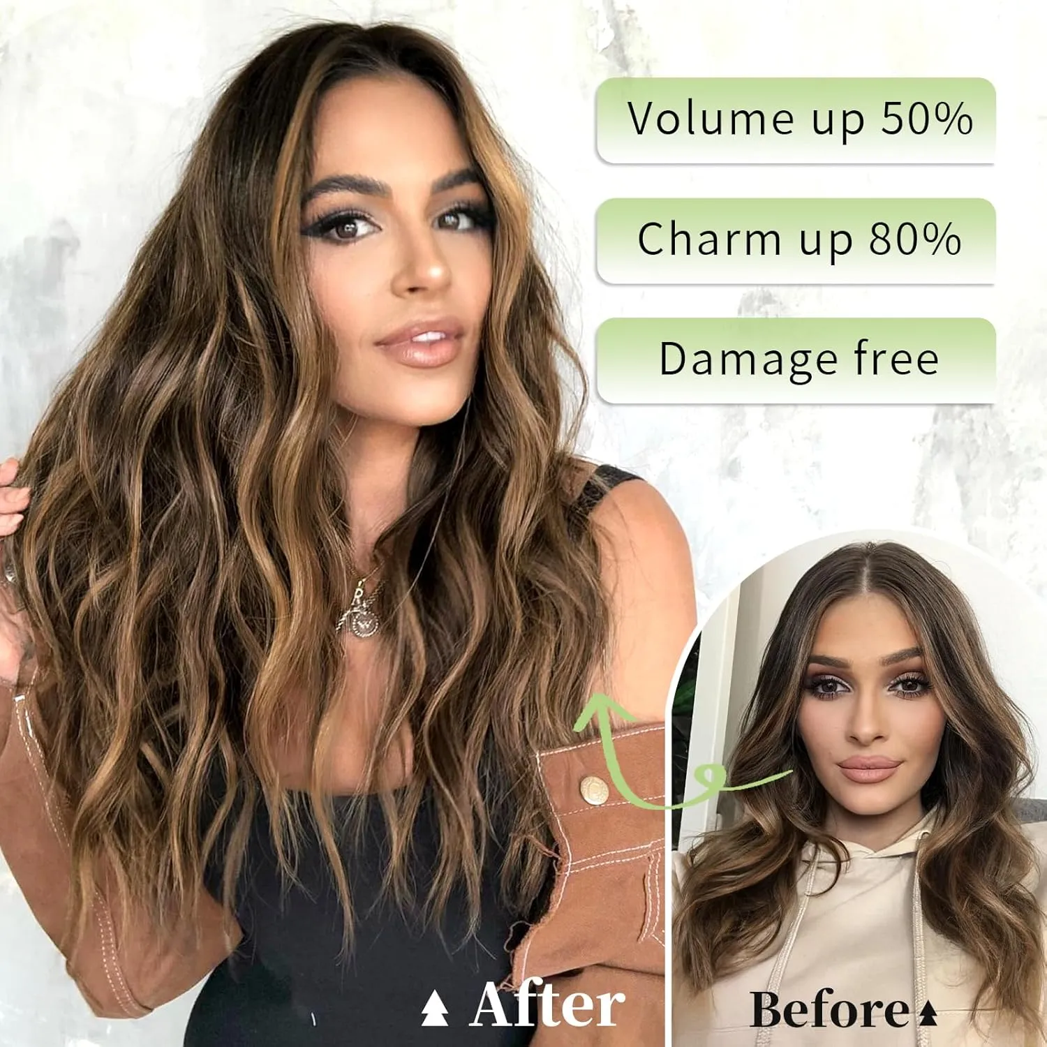 KooKaStyle Invisible Wire Hair Extensions with Transparent Wire Adjustable Size 4 Secure Clips Long Wavy Secret Wire Hairpiece 24 Inch for Women (Balayage Dark Brown to Chestnut)